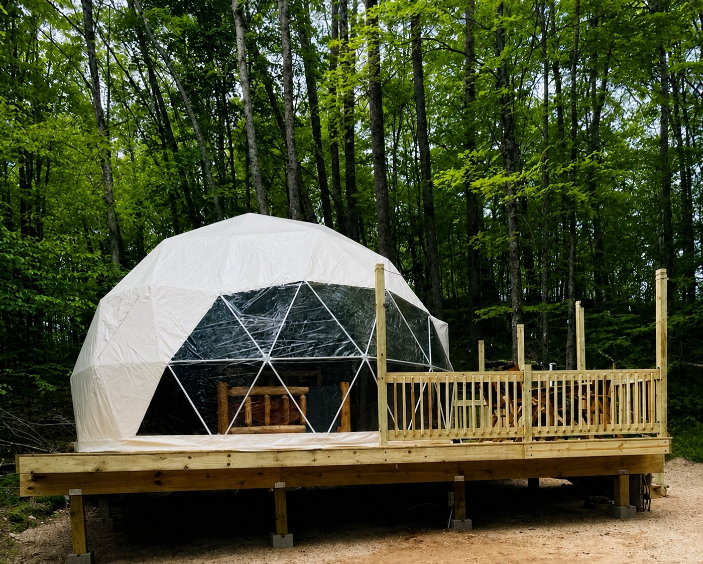 The glamping dome at Heaven’s Up North Campground