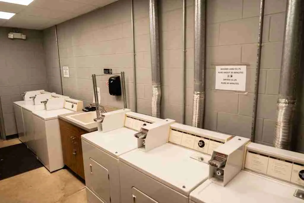 Campground laundry room with washers and dryers